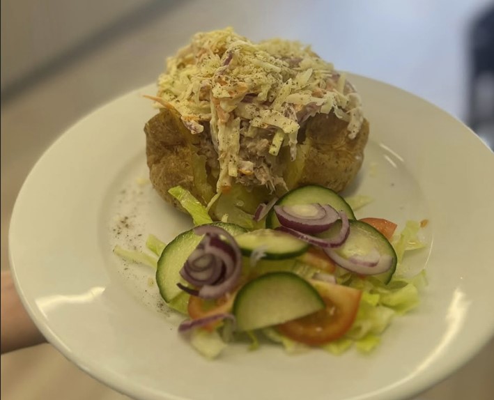 Jacket potato served with salad
