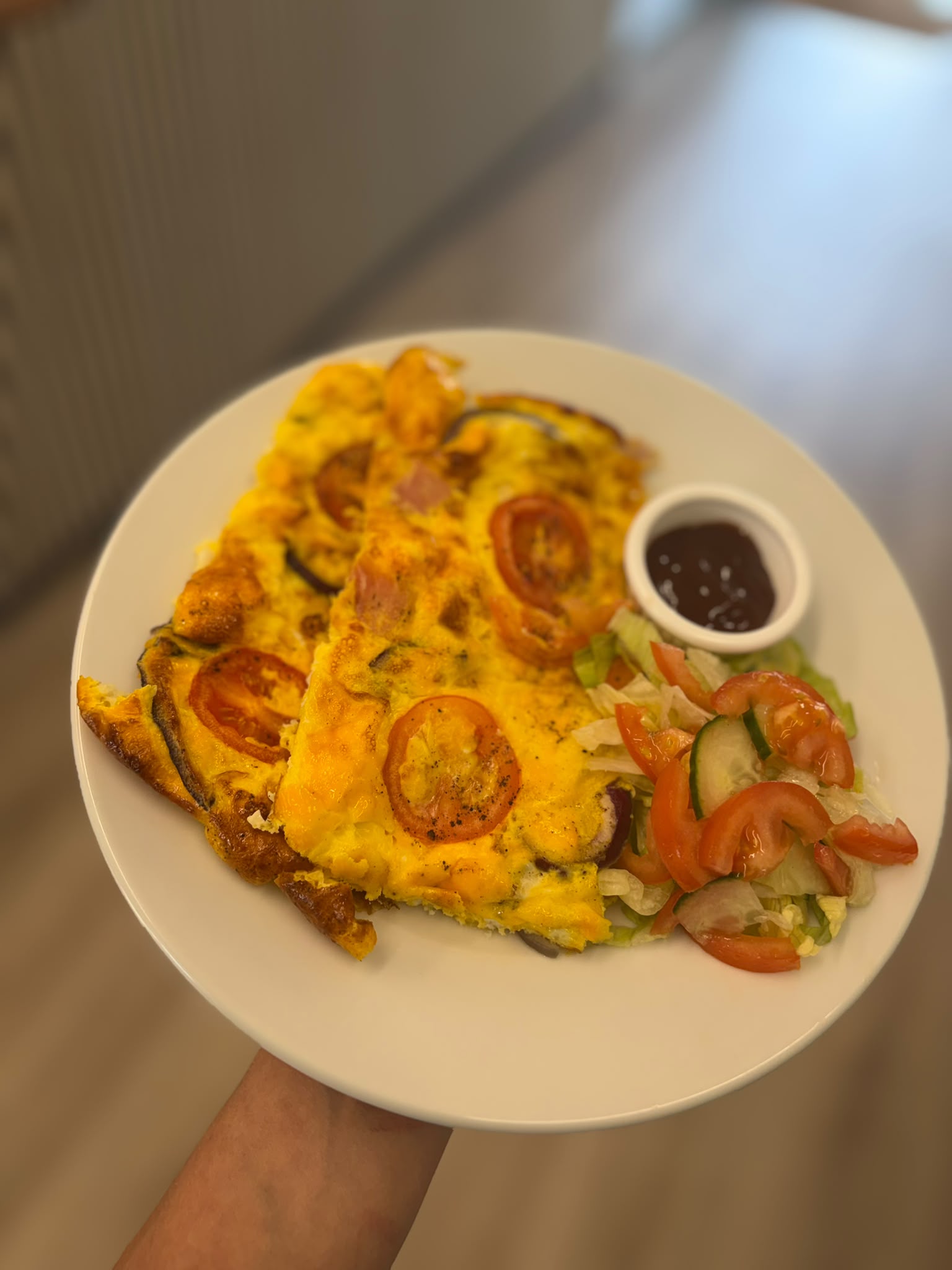 Fresh omelette with salad